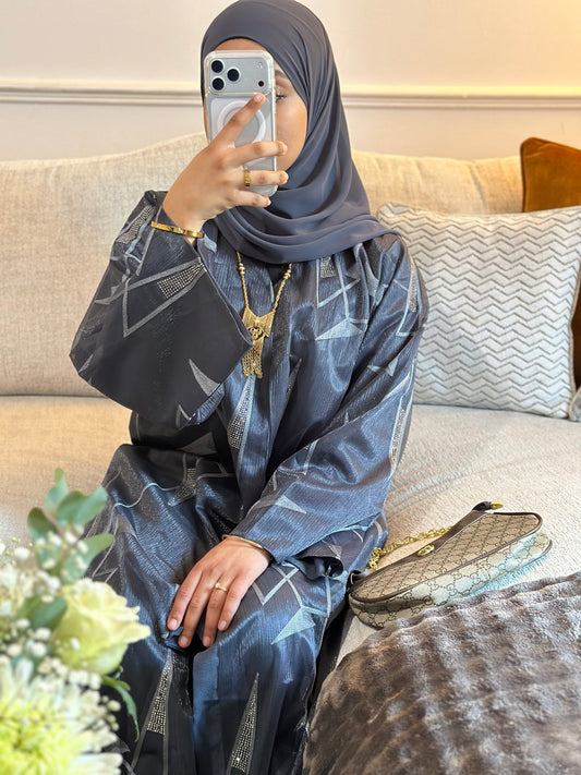 Luxury Abaya Bluish Grey