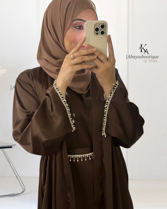 ‘Malak’ Satin-Abaya Collection: Chocolate Brown